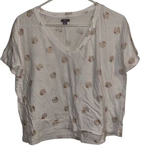 ‼️AERIE GOLD SEASHELL V NECK TEE